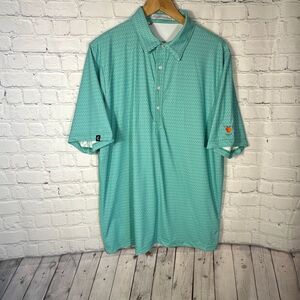 Criquet Polo Shirt Mens Large Green Large Bottle Openers AOP Golf Stretch Perfor